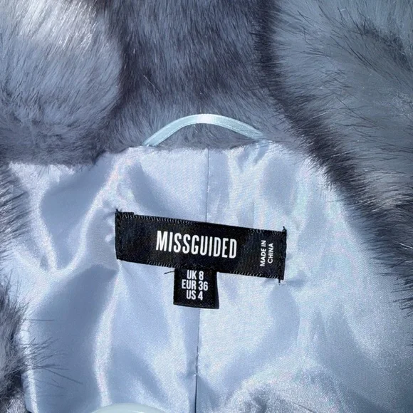 Missguided Faux Fur Jacket - Light Gray/Blue - Picture 10 of 10